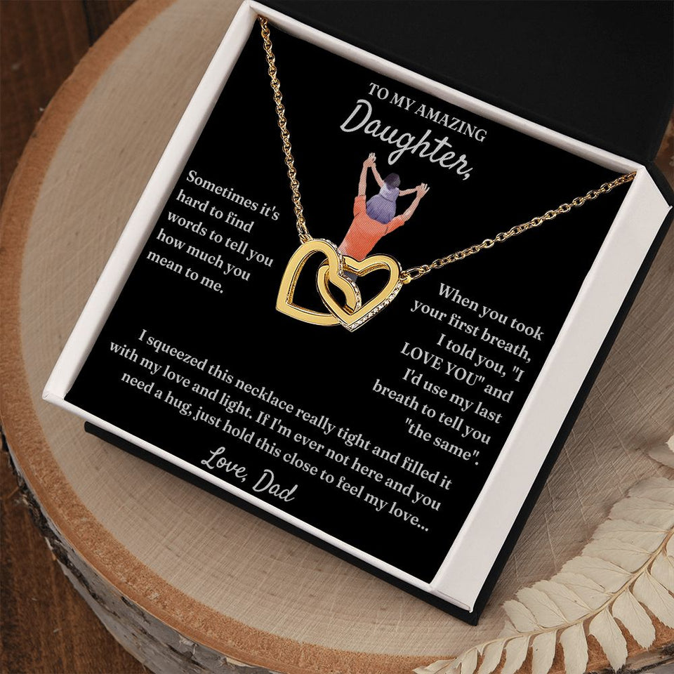 How Much You Mean To Me - Interlocking Hearts Necklace For Daughter