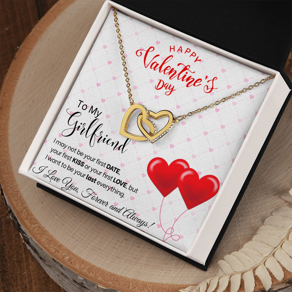 To My Girlfriend - Interlocking Hearts Necklace - Red Balloons Gift For Mom, necklace For Wife, Gift For Mother's Day