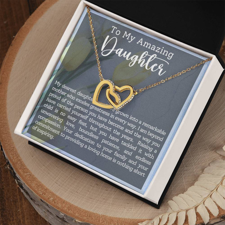 Daughter Motherhood Interlocking Hearts Necklace