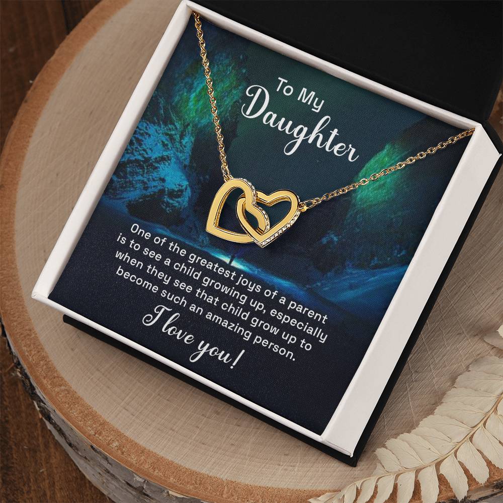 Daughter Our Greatest Joy Interlocking Hearts Necklace