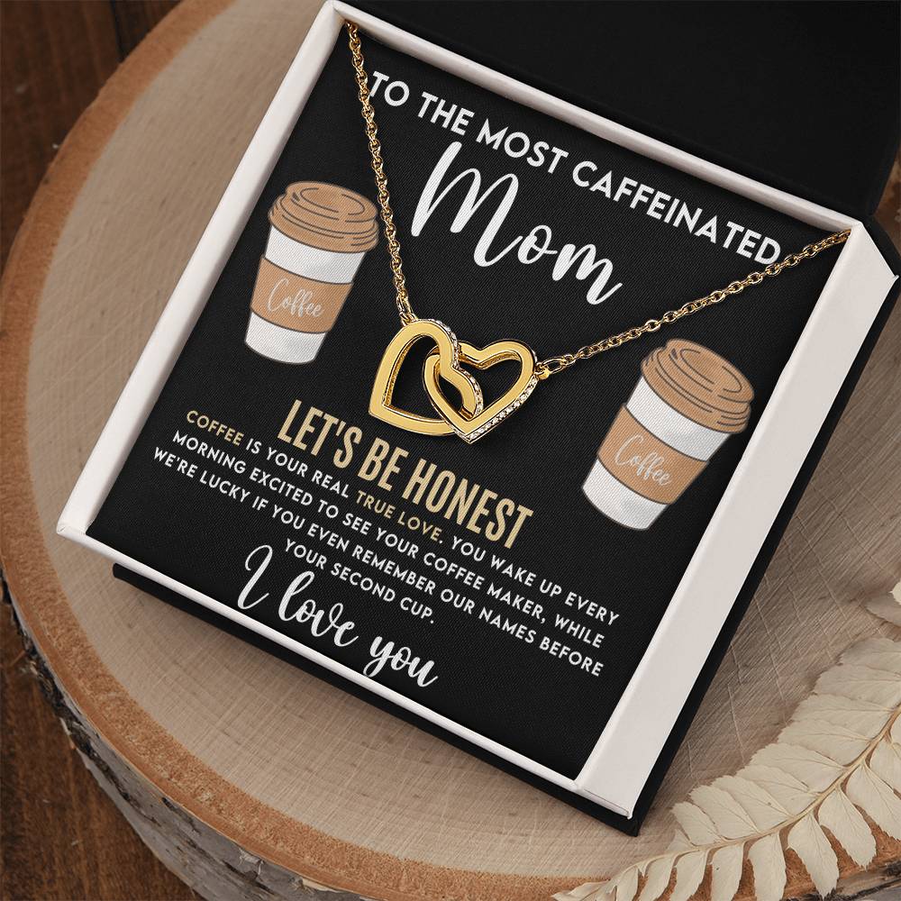 Caffeinated Mom Interlocking Hearts Necklace