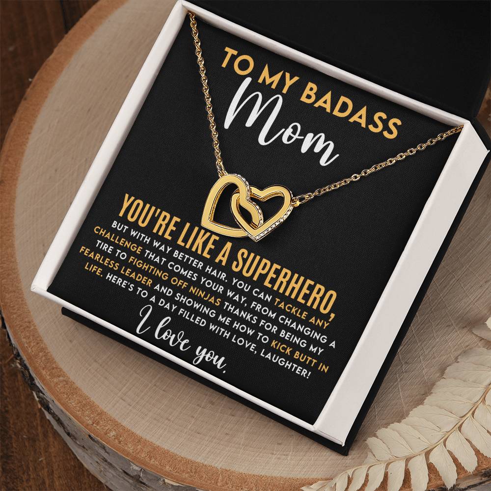 Badass Mom Interlocking Hearts Necklace