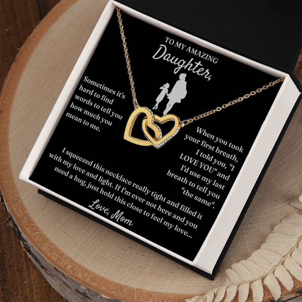 Hard To Find Words - Interlocking Hearts Necklace For Daughter