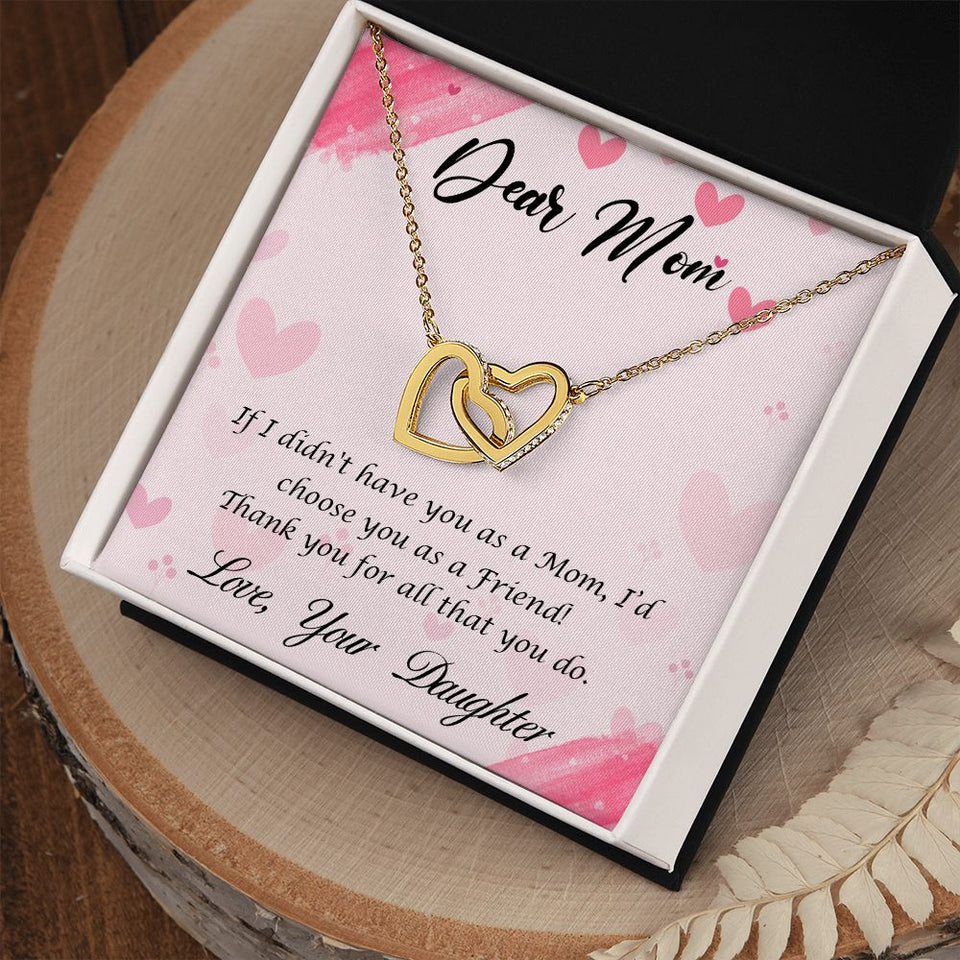 Dear Mom, Thank You Mom necklace, Interlocking Hearts Necklace