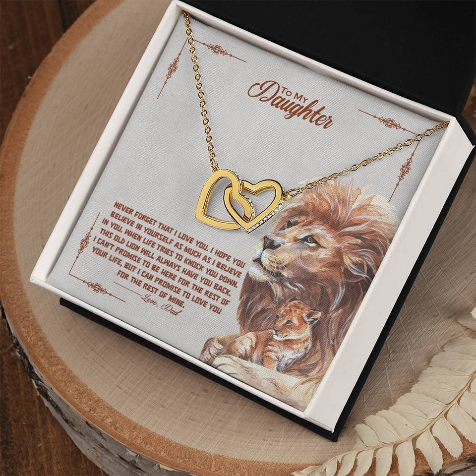 Daughter I Always Have Your Back Interlocking Hearts Necklace