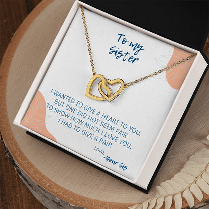 Two Hearts For You - Interlocking Hearts Necklace For Sister