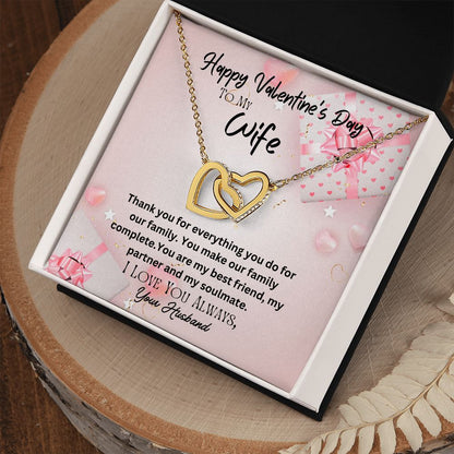 Happy Valentine's Day To My Wife Interlocking Hearts Necklace Gift For Mom, necklace For Wife, Gift For Mother's Day