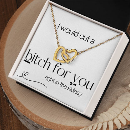 I Would Cut -  Interlocking Hearts  Necklace - White Gift For Mom, necklace For Wife, Gift For Mother's Day