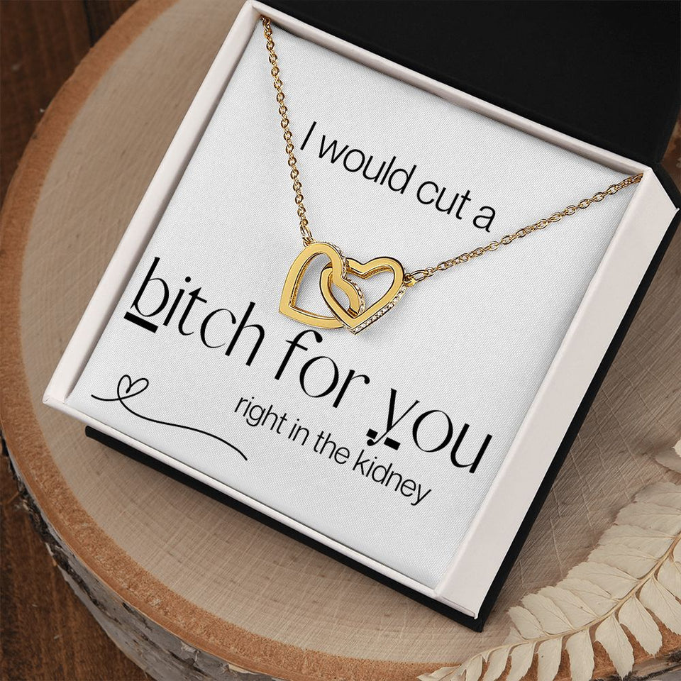I Would Cut -  Interlocking Hearts  Necklace - White Gift For Mom, necklace For Wife, Gift For Mother's Day