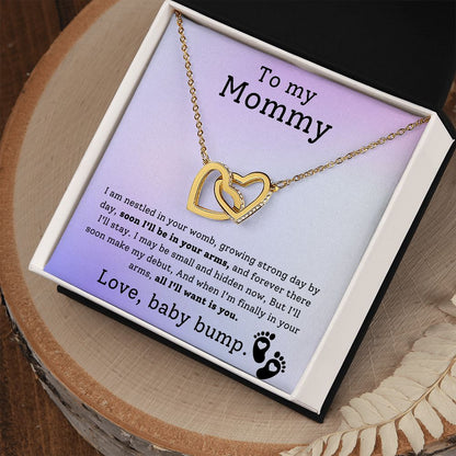 To My Mommy - Soon I'll Be In Your Arms Interlocking Hearts Necklace