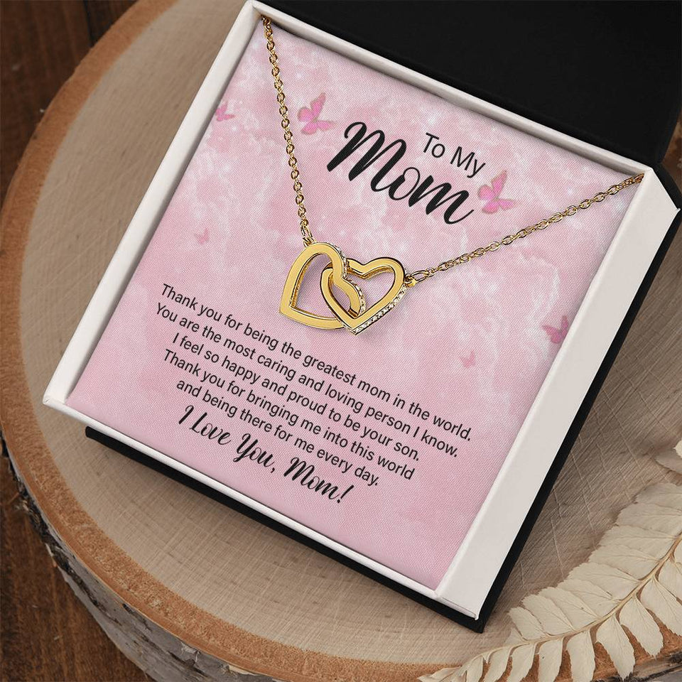 Mom Thank You Interlocking Hearts Necklace