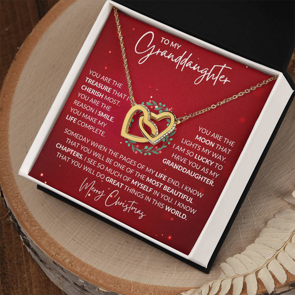 Granddaughter Christmas Interlocking Hearts Necklace Gift