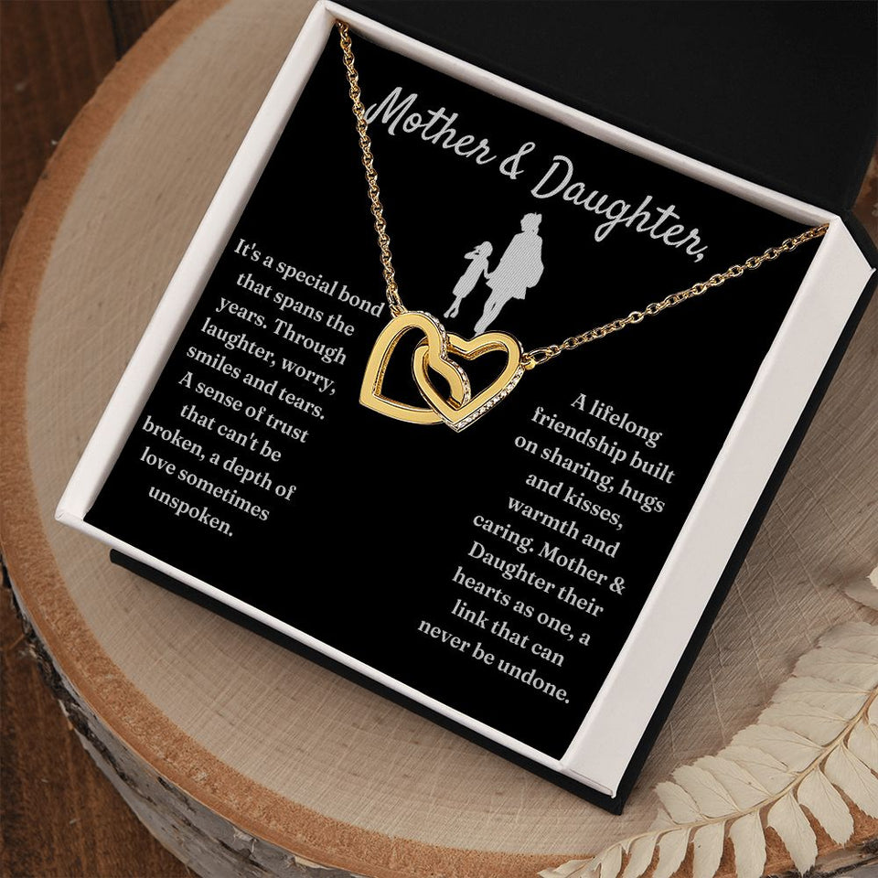 Special Bond That Spans The Years - Interlocking Hearts Necklace For Daughter