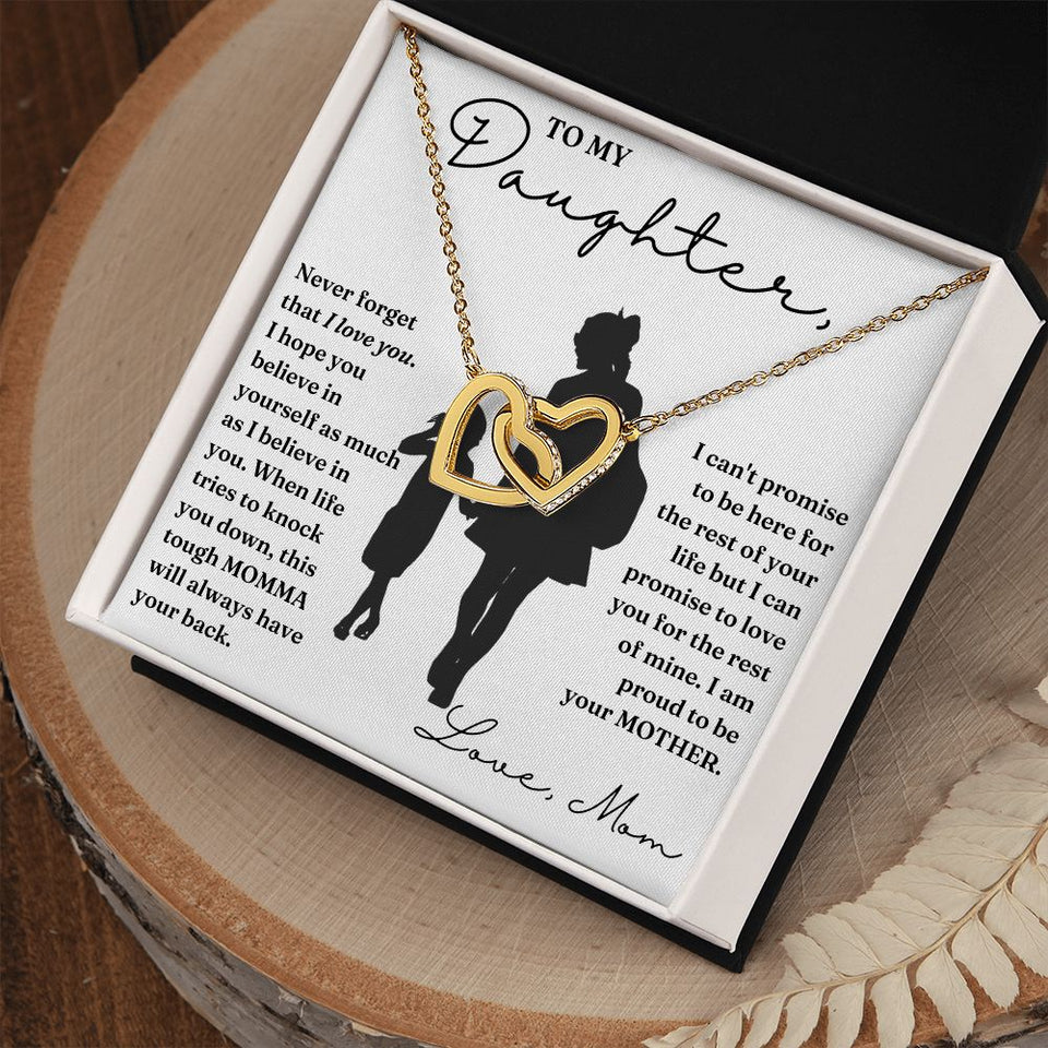 To My Daughter necklace, My Promise - Interlocking Hearts Necklace For Daughter