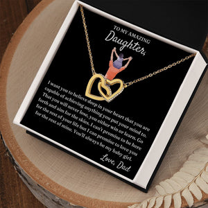 You Either Win Or Learn - Interlocking Hearts Necklace For Daughter
