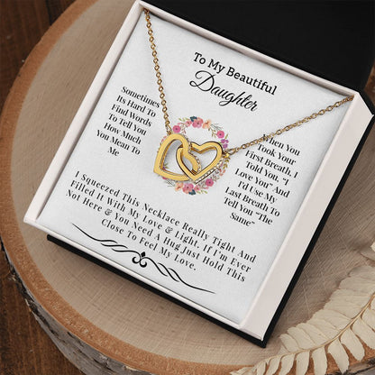 My Beautiful Daughter | Love & Light - Interlocking Hearts Necklace Gift For Mom, necklace For Wife, Gift For Mother's Day