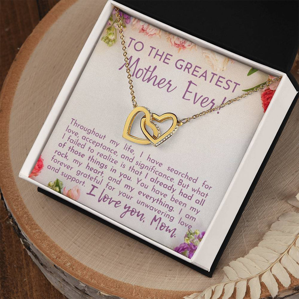 Greatest Mother Ever Interlocking Hearts Necklace