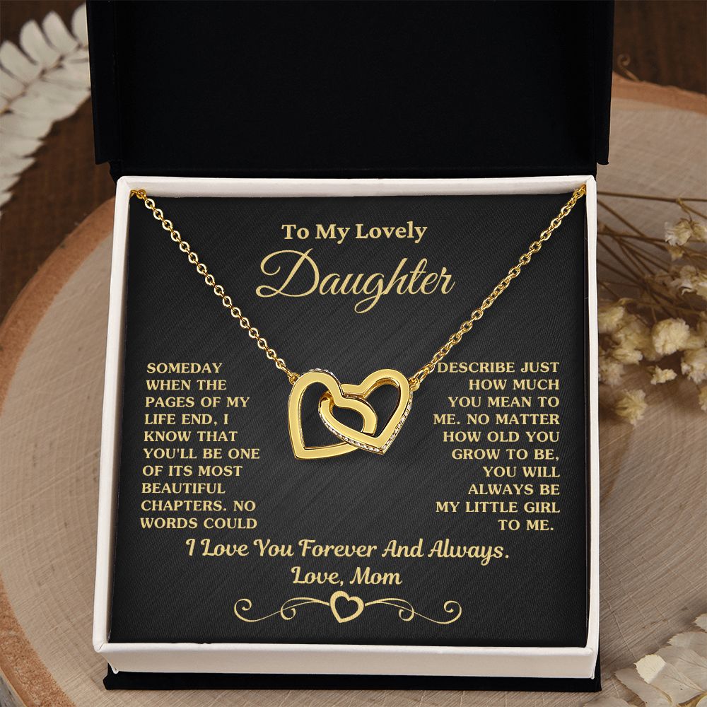 Gift For Daughter Necklace From Mom -  My Little Girl To Me Love, Mom Necklace, Interlocking Hearts Necklace