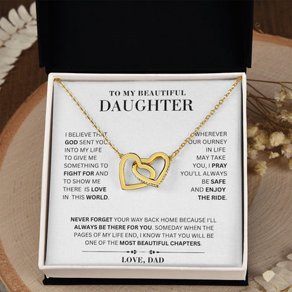 My Beautiful Daughter Necklace - Enjoy the Life - Interlocking Hearts Necklace