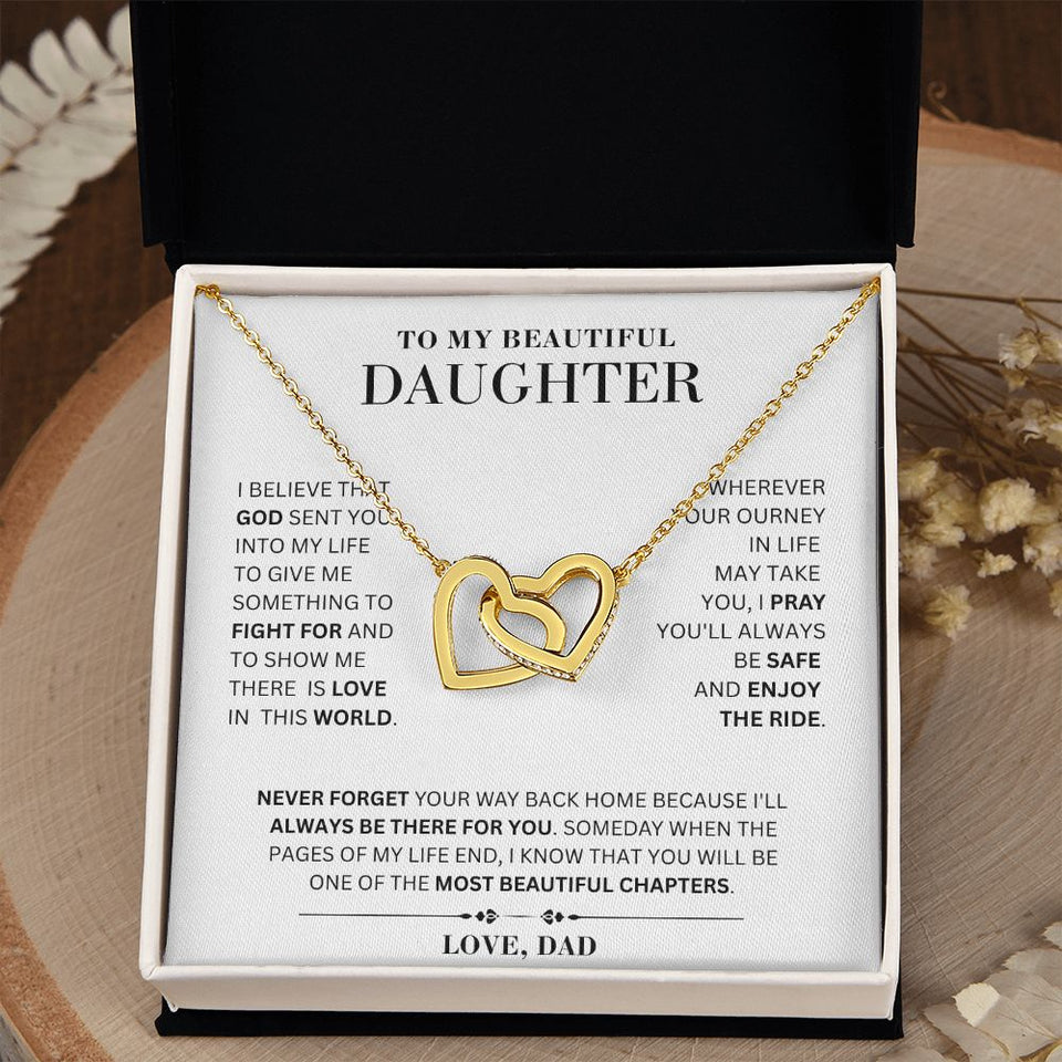 My Beautiful Daughter Necklace - Enjoy the Life - Interlocking Hearts Necklace
