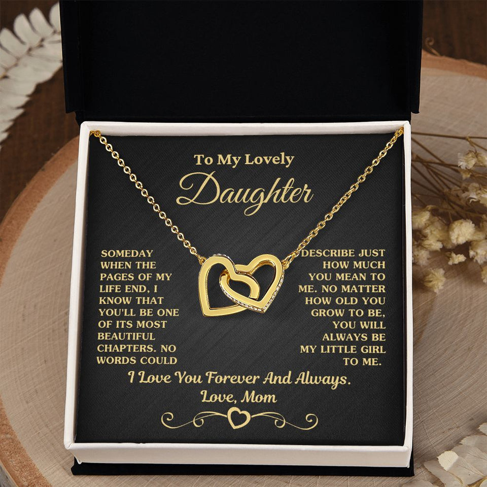 Gift For Daughter Necklace From Mom -  My Little Girl To Me Love, Mom Necklace, Interlocking Hearts Necklace