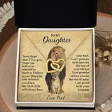 To My Daughter Necklace from Dad - Never forget that I love You, Lion Necklace, Interlocking Hearts Necklace