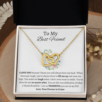 To My Best Friend - Interlocking Hearts Necklace - Partner in Crime Gift For Mom, necklace For Wife, Gift For Mother's Day
