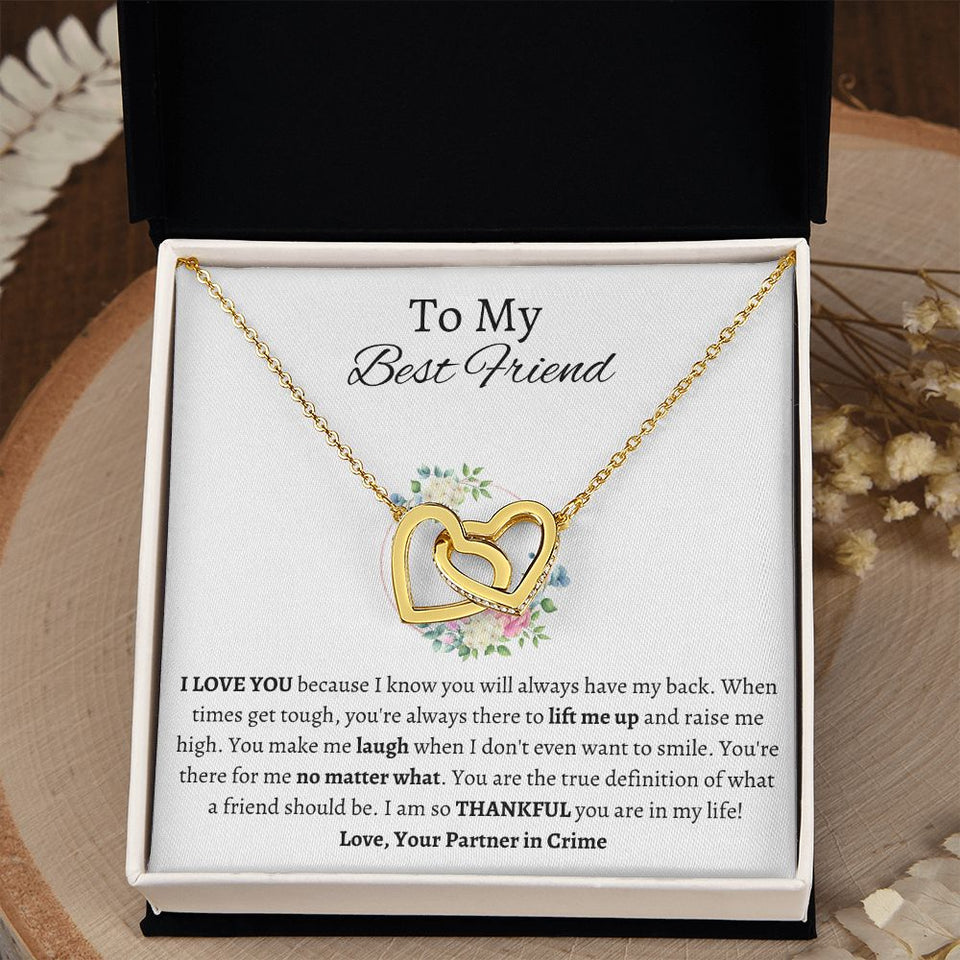 To My Best Friend - Interlocking Hearts Necklace - Partner in Crime Gift For Mom, necklace For Wife, Gift For Mother's Day