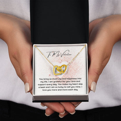 To My Valentine Interlocking Hearts Pendant Necklace Gift For Mom, necklace For Wife, Gift For Mother's Day