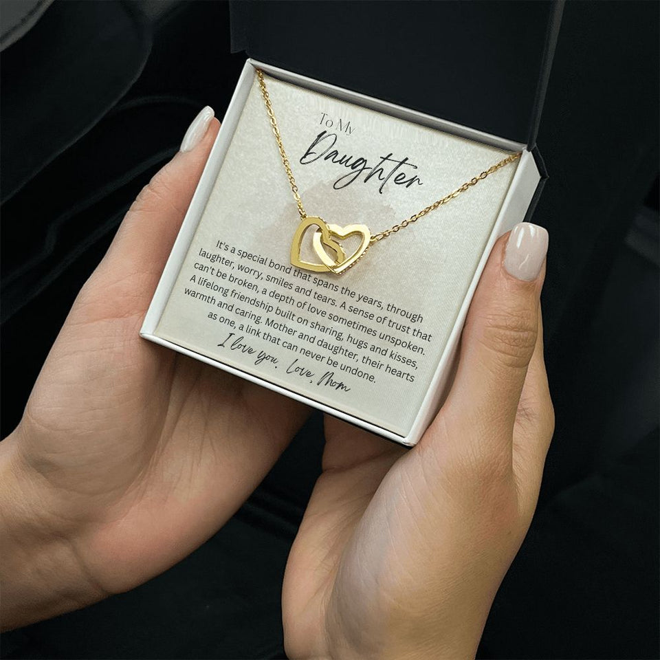 To My Daughter From Mom Interlocking Hearts Necklace Gift For Mom, necklace For Wife, Gift For Mother's Day