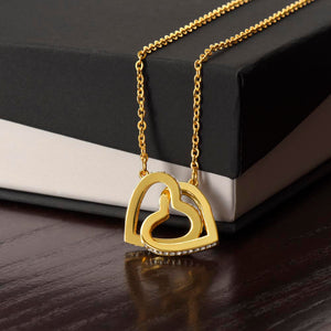 Mother & Daughter We May Be Apart Interlocking Hearts Necklace