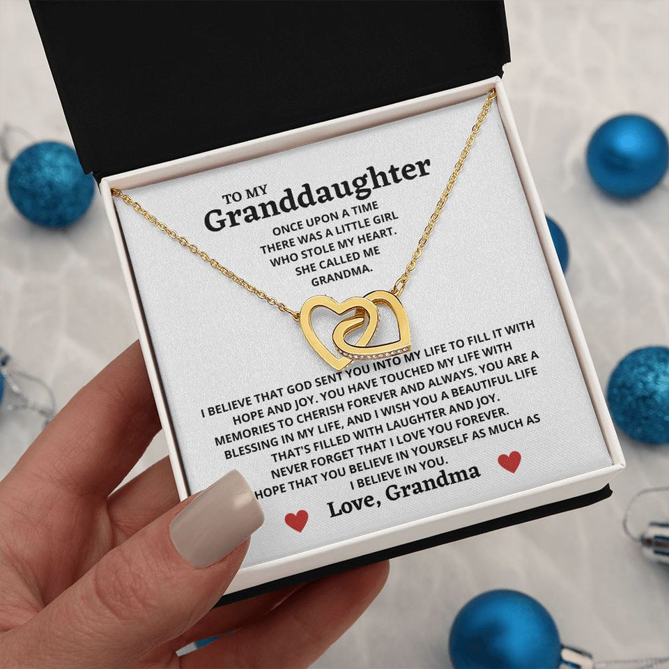 Necklace For Granddaughter From Grandma - I Believe In You Necklace - Interlocking Hearts Necklace