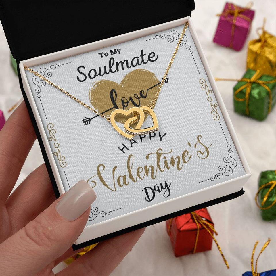 To Your Soulmate Interlocking Hearts Necklace Gift For Happy Valentine's Day