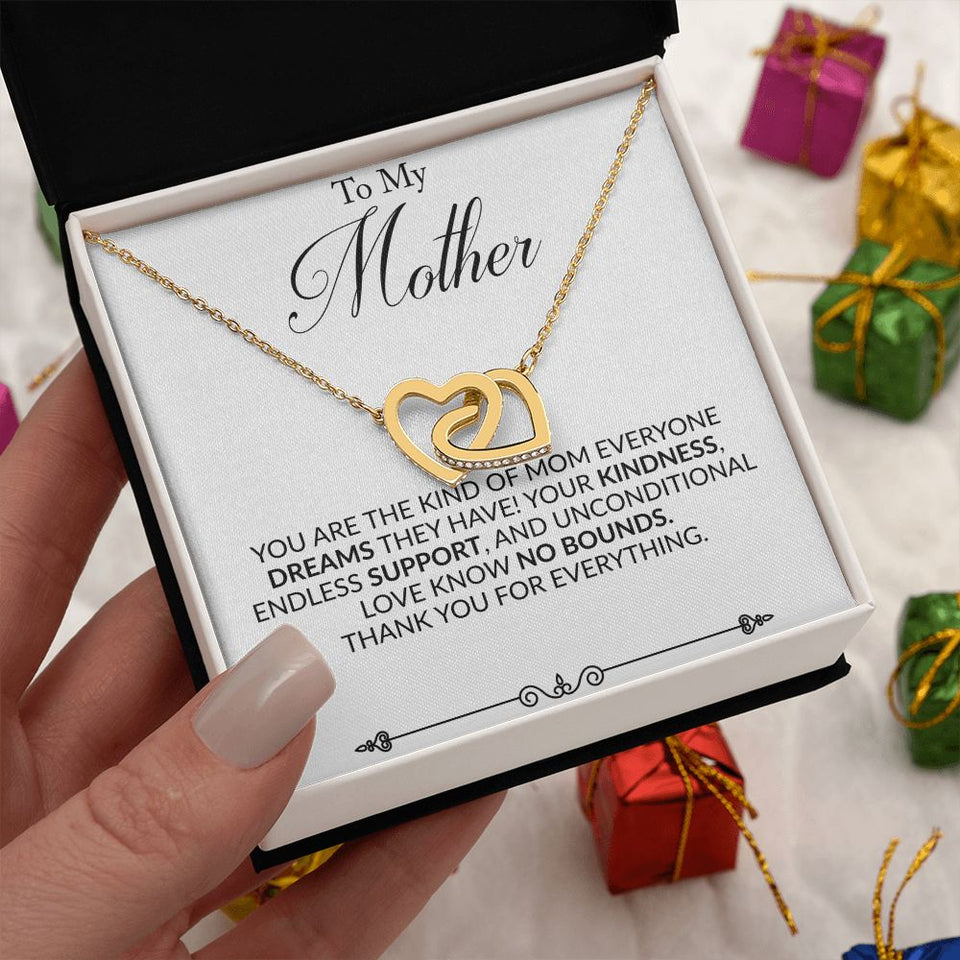 To My Mother Personalized Name Interlocking Hearts Necklace