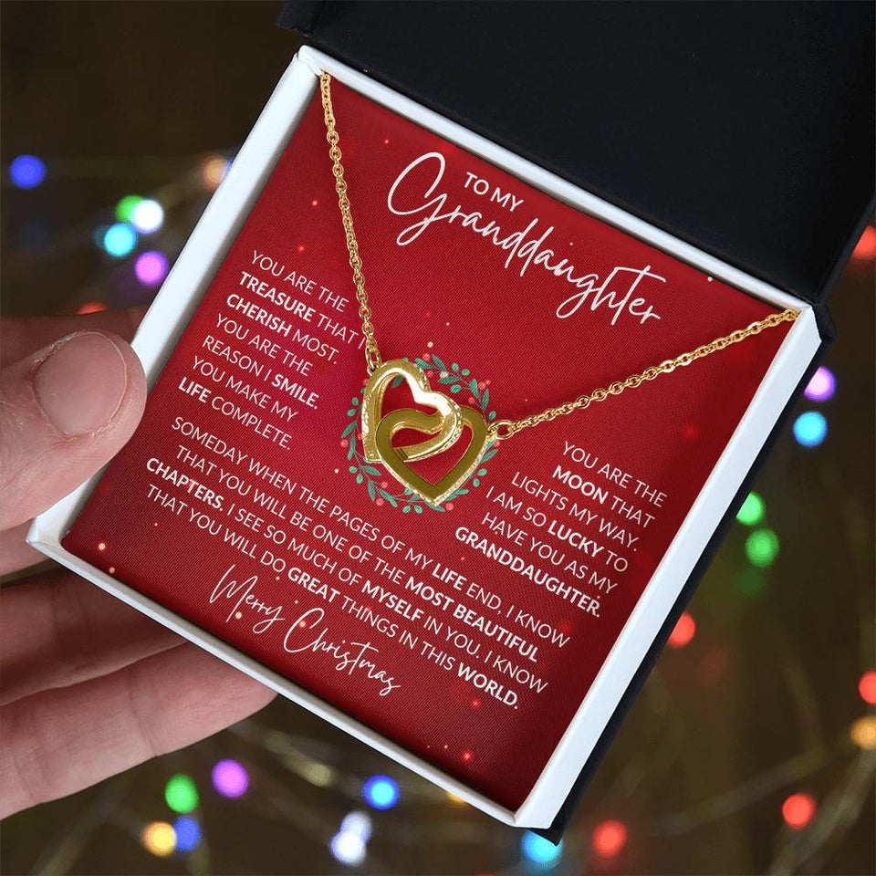 Granddaughter Christmas Interlocking Hearts Necklace Gift