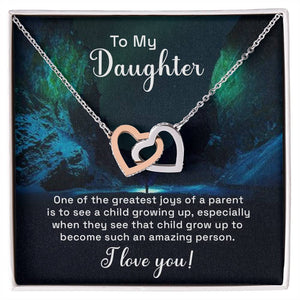 Daughter Our Greatest Joy Interlocking Hearts Necklace