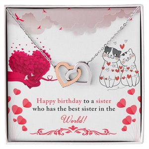 Sister Birthday Interlocking Hearts Necklace