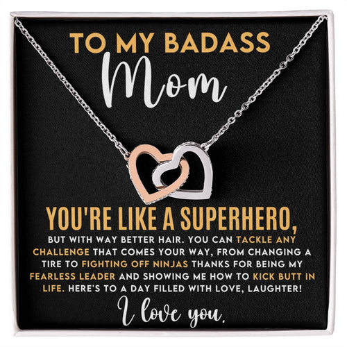 Badass Mom Interlocking Hearts Necklace