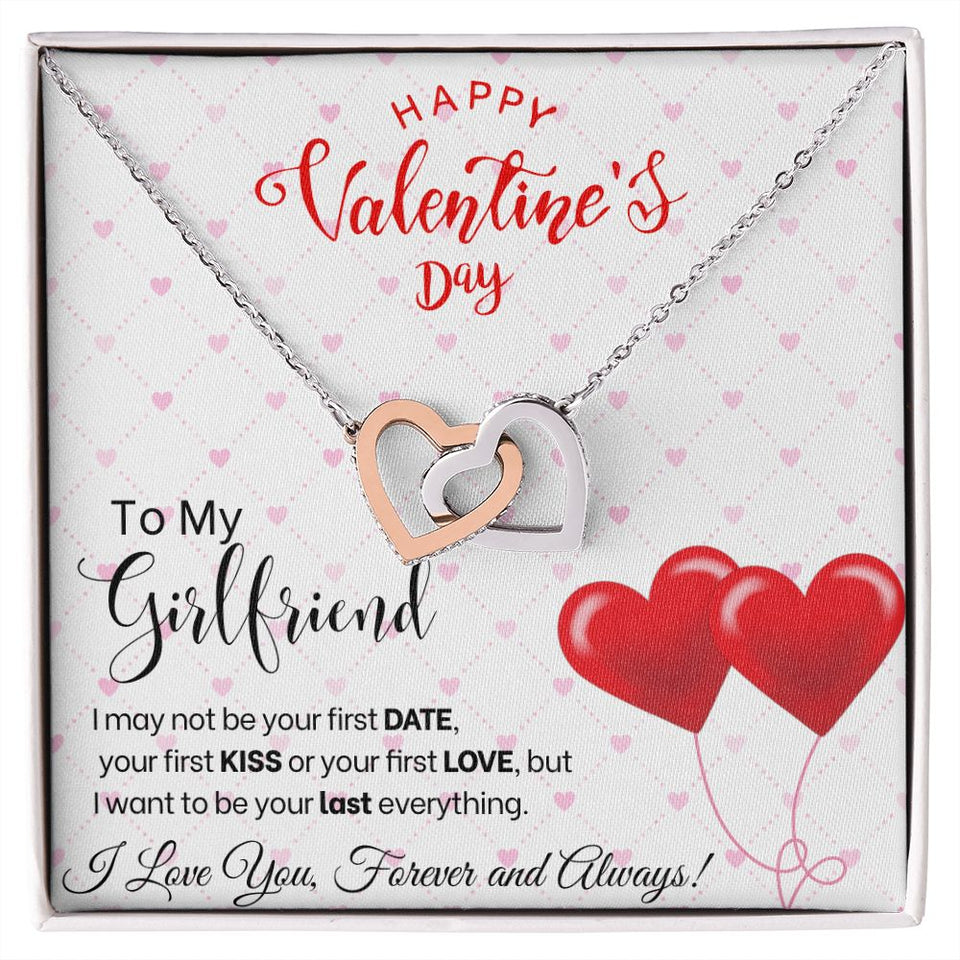 To My Girlfriend - Interlocking Hearts Necklace - Red Balloons Gift For Mom, necklace For Wife, Gift For Mother's Day