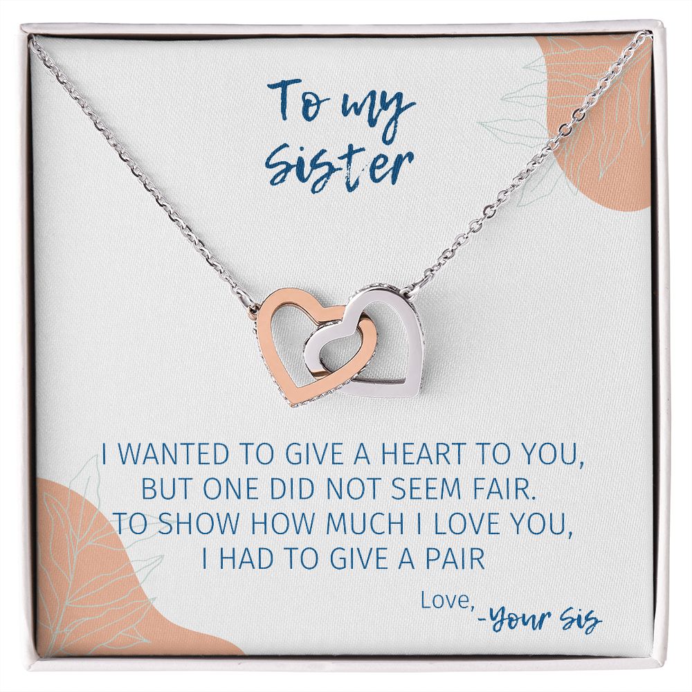 Two Hearts For You - Interlocking Hearts Necklace For Sister
