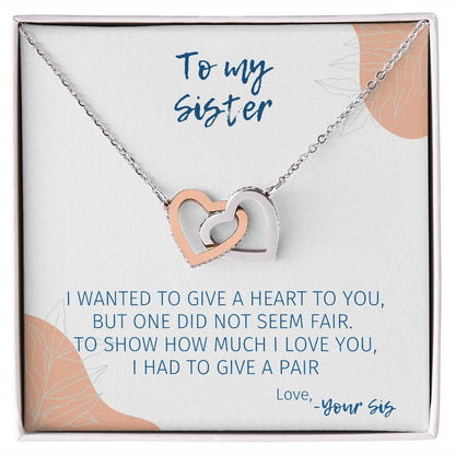 Two Hearts For You - Interlocking Hearts Necklace For Sister