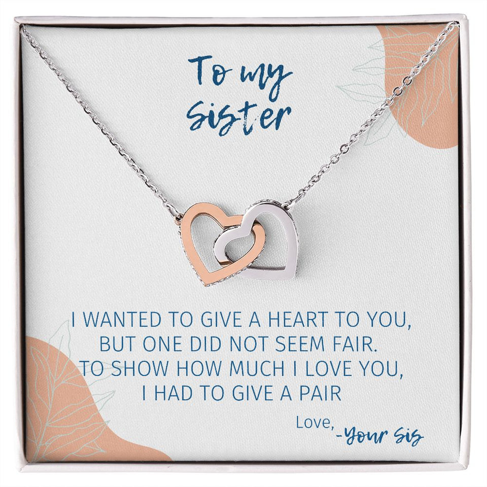 Two Hearts For You - Interlocking Hearts Necklace For Sister