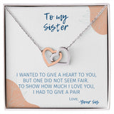 Two Hearts For You - Interlocking Hearts Necklace For Sister