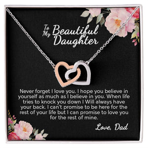 To My Beautiful Daughter From Dad | I Can Promise | Interlocking Hearts Necklace