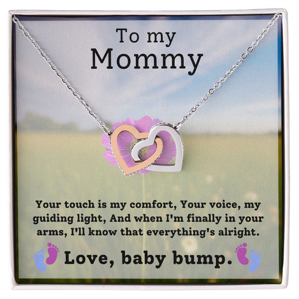 To My Mommy - Your Touch Is My Comfort Interlocking Hearts Necklace