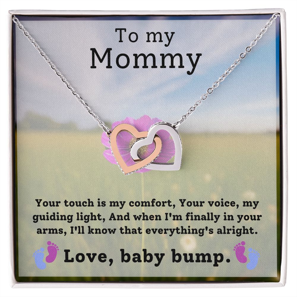 To My Mommy - Your Touch Is My Comfort Interlocking Hearts Necklace