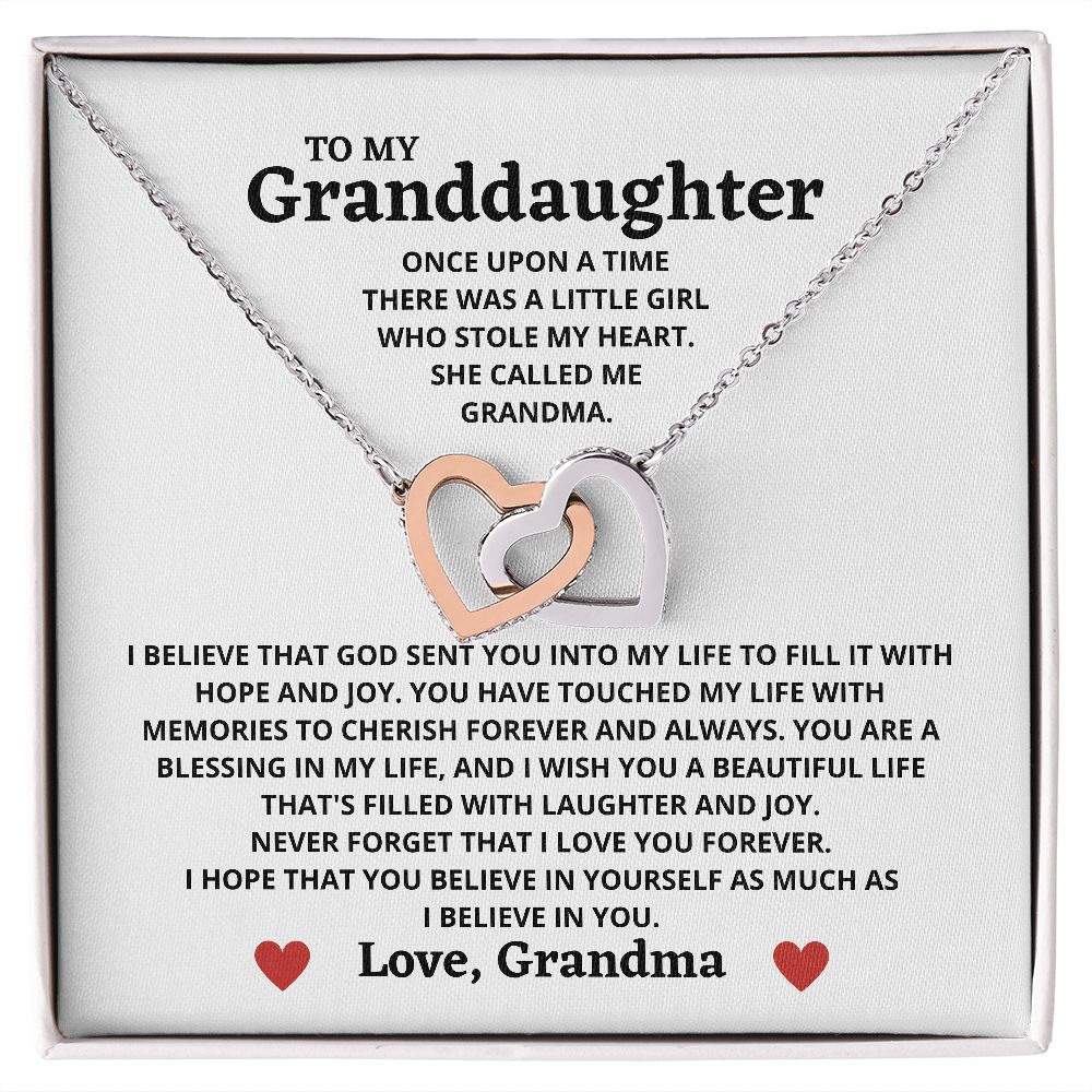 Necklace For Granddaughter From Grandma - I Believe In You Necklace - Interlocking Hearts Necklace