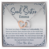 Personalized Soul sisters Gift Interlocking Hearts Necklace, Soul sister Jewelry, Soul Sisterhood gifts