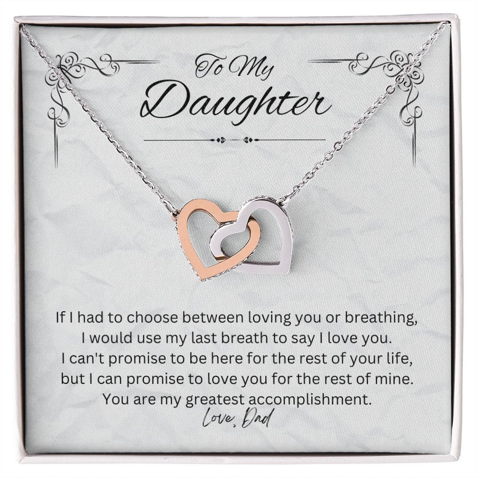 To My Daughter Love Dad Interlocking Hearts Necklace Gift For Mom, necklace For Wife, Gift For Mother's Day