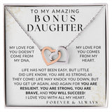 I Love You With All My Heart Necklace - Bonus Daughter Necklace - Gift from Bonus Mom or Bonus Dad, Interlocking Hearts Necklace